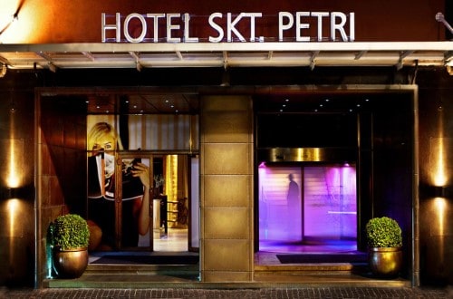 Main entrance at Skt Petri Hotel in Copenhagen, Denmark. Travel with World Lifetime Journeys