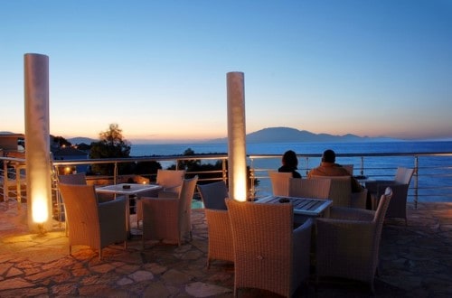 Outdoor terrace at Tsamis Zante Hotel & Spa in Zakynthos, Greece. Travel with World Lifetime Journeys