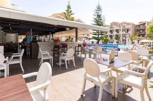 Outside terrace at Contesssina Hotel in Zakynthos, Greece. Travel with World Lifetime Journeys