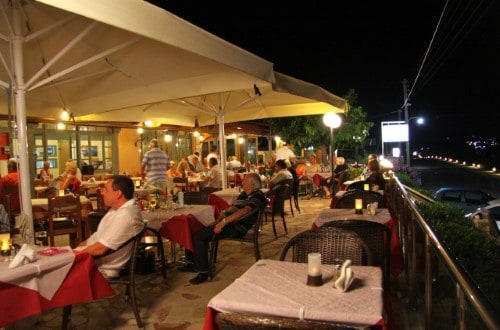 Outside terrace at Paspalis Hotel in Kefalonia, Greece. Travel with World Lifetime Journeys