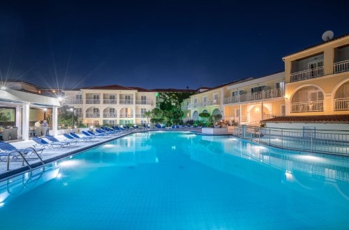 Pool side area at Diana Palace in Zakynthos, Greece. Travel with World Lifetime Journeys