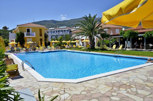 Pool side at Paspalis Hotel in Kefalonia, Greece. Travel with World Lifetime Journeys