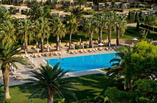 Pool side at Sani Club in Halkidiki, Greece. Travel with World Lifetime Journeys