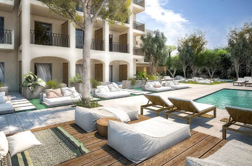 Pool side relaxing area at Contesssina Hotel in Zakynthos, Greece. Travel with World Lifetime Journeys