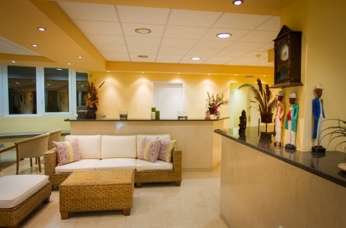 Reception area at Alykes Garden Village in Zakynthos, Greece. Travel with World Lifetime Journeys