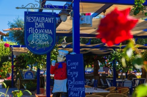 Restaurant at Filoxenia Apartments in Rhodes, Greece. Travel with World Lifetime Journeys