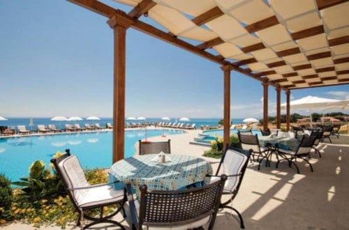 Terrace at Regina Dell Acqua in Kefalonia, Greece. Travel with World Lifetime Journeys