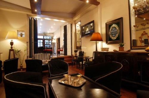 Bar area at Arc de Triomphe Hotel in Bucharest, Romania. Travel with World Lifetime Journeys