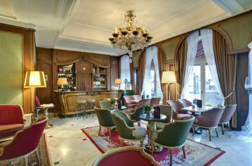 Bar area at Grand Hotel Cravat in Luxembourg city. Travel with World Lifetime Journeys