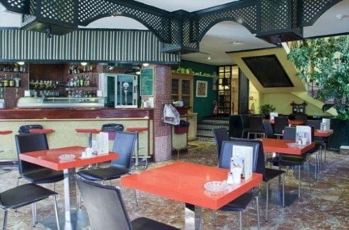 Bar area at HRC Hotel in Madrid, Spain. Travel with World Lifetime Journeys!