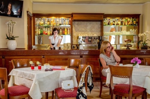 Bar area at Marini Park Hotel in Rome, Italy. Travel with World Lifetime Journeys