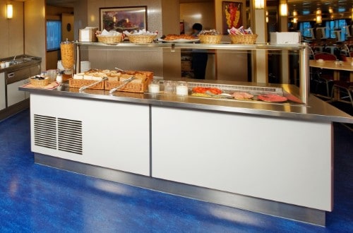 Buffet breakfast at Amstel Botel in Amsterdam, Netherlands. Travel with World Lifetime Journeys