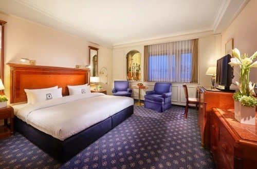 Double room at Kempinski Hotel Bristol in Berlin, Germany. Travel with World Lifetime Journeys