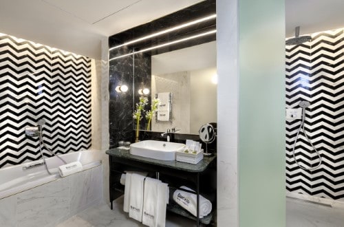 Ensuite bathroom at Barceló Torre de Madrid in Spain. Travel with World Lifetime Journeys