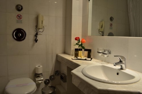 Ensuite bathroom at Hotel Ilissos in Athens, Greece. Travel with World Lifetime Journeys