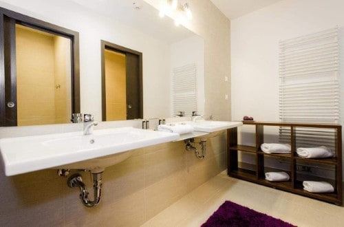 Ensuite bathroom at Hotel Meksiko in Ljubljana, Slovenia. Travel with World Lifetime Journeys