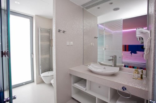 Ensuite bathroom at Marshal Garden Hotel in Bucharest, Romania. Travel with World Lifetime Journeys