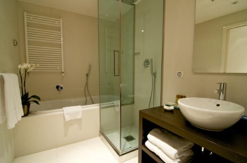 Ensuite bathroom at New York Residence in Budapest, Hungary. Travel with World Lifetime Journeys