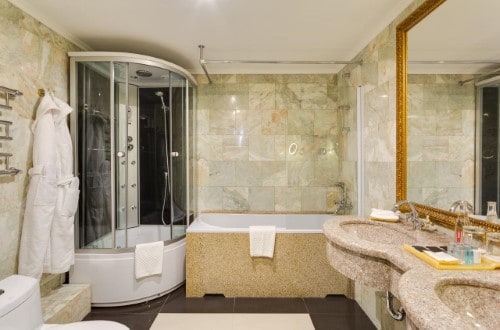 Ensuite bathroom at The Rooms Boutique Hotel in Moscow, Russia. Travel with World Lifetime Journeys