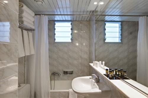 Ensuite bathroom at Titania Hotel in Athens, Greece. Travel with World Lifetime Journeys