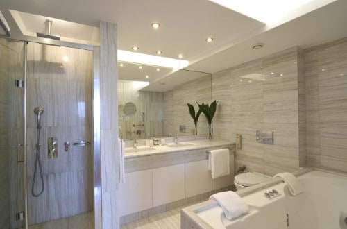 Ensuite bathroom at Titania Hotel in Athens, Greece. Travel with World Lifetime Journeys