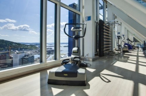 Gym room at Radisson Blu Plaza Hotel in Oslo, Norway. Travel with World Lifetime Journeys