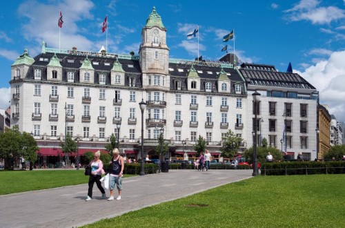 Hotel view at Grand Hotel in Oslo, Norway. Travel with World Lifetime Journeys