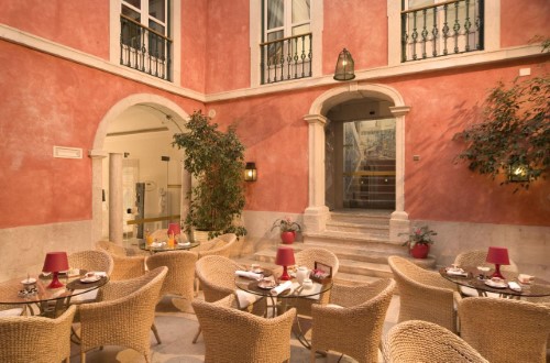 Inner courtyard at Real Palácio Hotel in Lisbon, Portugal. Travel with World Lifetime Journeys