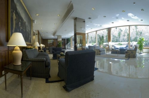 Lounge area at Hotel Gran Versalles in Madrid, Spain. Travel with World Lifetime Journeys