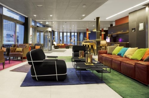 Lounge area at Scandic Vulkan Hotel in Oslo, Norway. Travel with World Lifetime Journeys