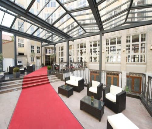 Lounge area at Wyndham Garden Berlin Mitte in Berlin, Germany. Travel with World Lifetime Journeys