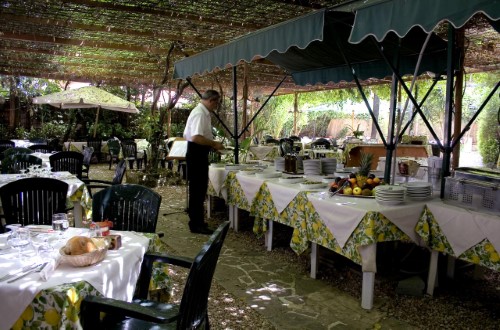 Outside terrace at Hotel delle Muse in Rome, Italy. Travel with World Lifetime Journeys