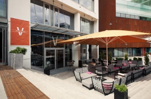 Outside terrace at Scandic Vulkan Hotel in Oslo, Norway. Travel with World Lifetime Journeys