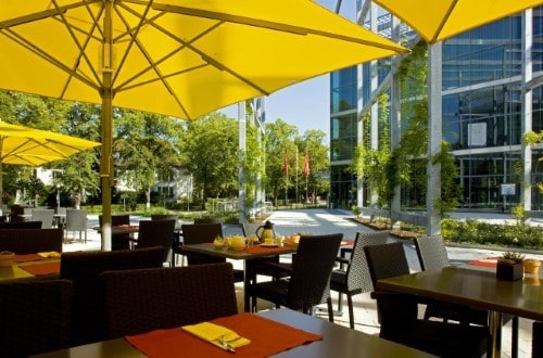 Outside terrace at Seminaris CampusHotel in Berlin, Germany. Travel with World Lifetime Journeys