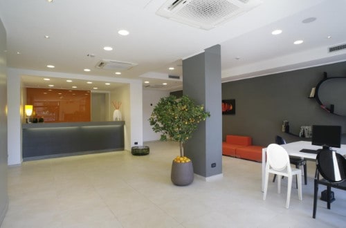 Reception area at Hotel Aniene in Rome, Italy. Travel with World Lifetime Journeys