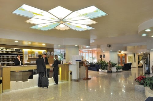 Reception area at Pineta Palace Hotel in Rome, Italy. Travel with World Lifetime Journeys