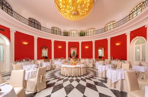 Restaurant at Grand Hotel Ritz in Rome, Italy. Travel with World Lifetime Journeys