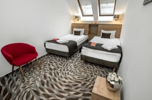 Twin room at Rubin Wellness in Budapest, Hungary. Travel with World Lifetime Journeys