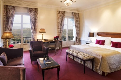 Deluxe double room at Hotel Bellevue Palace in Bern, Switzerland. Travel with World Lifetime Journeys