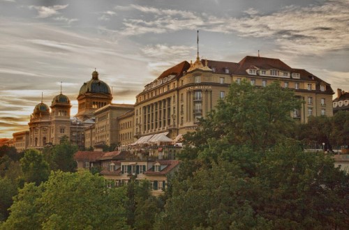 Hotel view at Hotel Bellevue Palace in Bern, Switzerland. Travel with World Lifetime Journeys