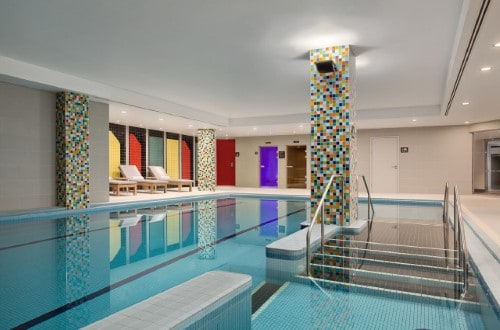 Indoor pool at Hilton London Wembley in United Kingdom. Travel with World Lifetime Journeys