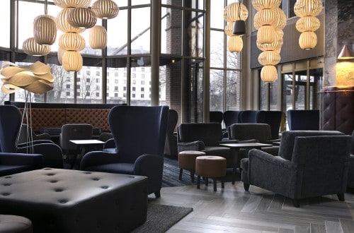 Lounge area at Hilton Helsinki Strand in Finland. Travel with World Lifetime Journeys