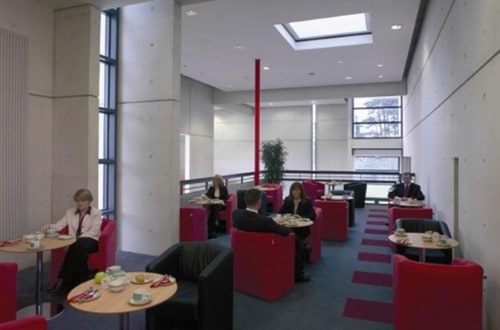 Lounge area at IMI Residence Dundrum Hotel in Dublin, Ireland. Travel with World Lifetime Journeys