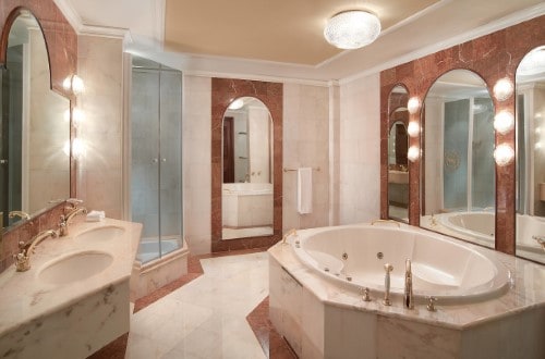 Presidential suite bath at Sheraton Zagreb Hotel in Croatia. Travel with World Lifetime Journeys