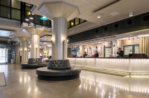 Reception area at Scandic Grand Marina in Helsinki, Finland. Travel with World Lifetime Journeys