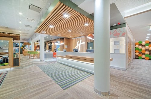 Reception area at The Holiday Inn Helsinki West in Finland. Travel with World Lifetime Journeys