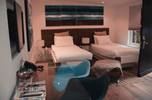 Twin room at Hotel 55 in London, United Kingdom. Travel with World Lifetime Journeys