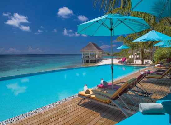 Adults only pool at OBLU Atmosphere Helengeli Maldives. Travel with World Lifetime Journeys