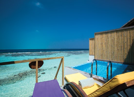 Lagoon villas with pool at OBLU Atmosphere Helengeli Maldives. Travel with World Lifetime Journeys