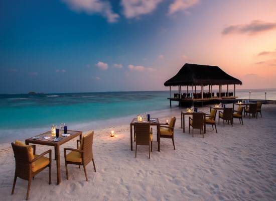 Romantic dinner at OBLU Atmosphere Helengeli Maldives. Travel with World Lifetime Journeys